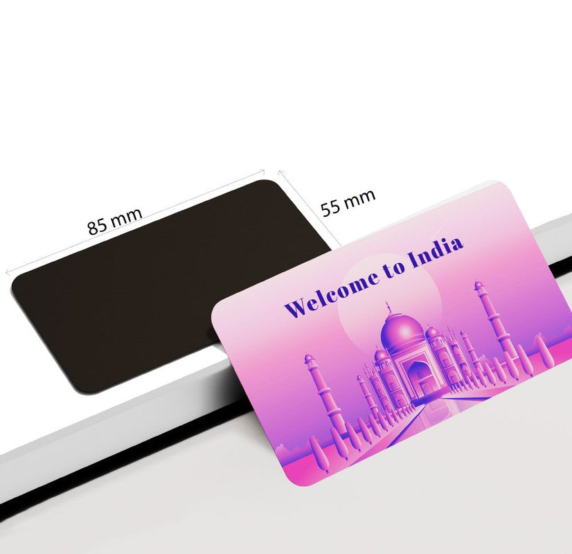 dhcrafts Rectangular Rubber Fridge Magnet / Magnetic Card Purple India D2 Design Pack of 1 (8.6cm x 5.4cm)